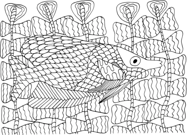 ปลาเขตร อนในสาหร ายและปะการ — ภาพเวกเตอร์สต็อก