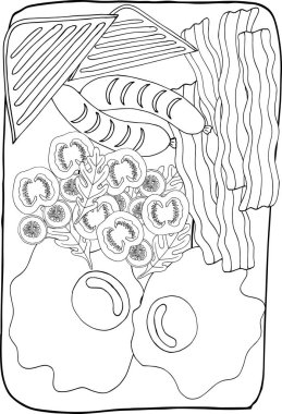 Kare tabakta boyama kitabı anti-stres kahvaltısı.