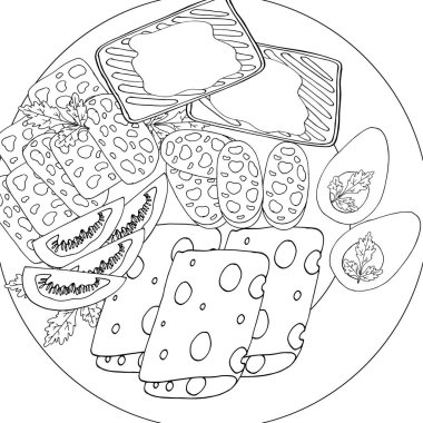 boyama kitabı stres önleyici yemek dilimleme peynir, sosis