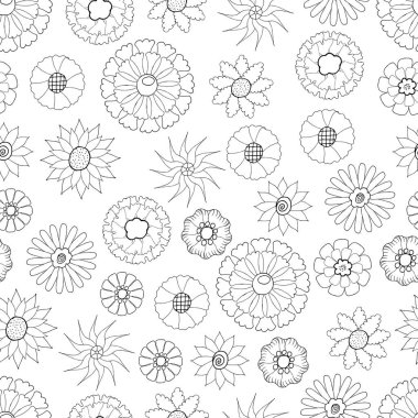 Boyama kitabı Duvar kağıdı pürüzsüz desen, basit çiçekler