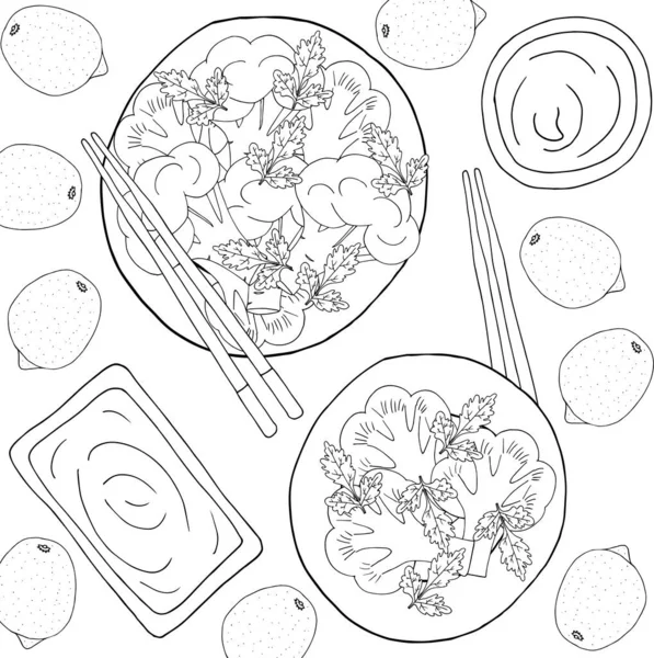 Книга Раскраска Антистрессовые Пищевые Брокколи Лимоны — стоковый вектор