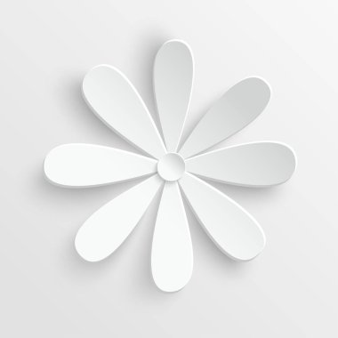 Kağıt çiçek. Kağıttan kesilmiş beyaz güller. Düğün süslemeleri. Dekoratif gelin buketi, soyutlanmış çiçek tasarımı elementleri. Tebrik kartı şablonu. Vektör illüstrasyonu.