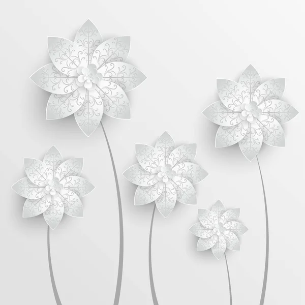 Χαρτί Λουλούδι Λευκά Τριαντάφυλλα Κομμένα Από Χαρτί Διακόσμηση Γάμου Διακοσμητικό — Διανυσματικό Αρχείο