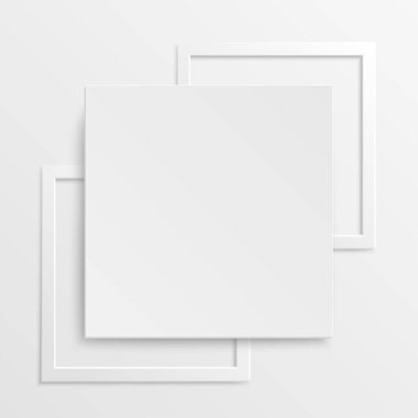 Kağıt çiçek. Soyut kesilmiş çiçekli kare çerçeve. Beyaz gül. Bir kalp. Düğün süslemeleri. Dekoratif gelin buketi. Beyaz arkaplanda tebrik kartı şablonu. Vektör illüstrasyonu.