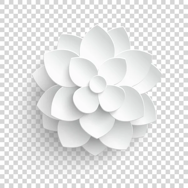 Papierowy Kwiat Lotos Cięte Papieru Białym Tle Dekoracje Ślubne Ślubna — Wektor stockowy