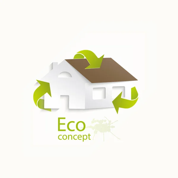 家のロゴデザインテンプレート ベクターシルエットの構築 地球を救うための生態学の概念 環境に優しい 環境に優しい世界 印刷のための簡単なベクターイラスト — ストックベクタ