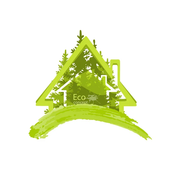 Dom Drzewo Odizolowane Białym Tle Szablon Projektu Logo Drzewa Domu — Wektor stockowy