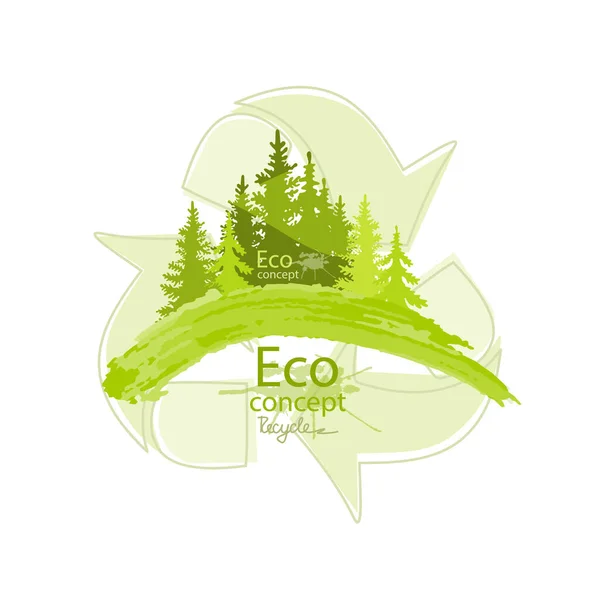 Modello Silhouette Foresta Conifere Mondo Ecologico Illustrazione Ecologia Concetto Grafica — Vettoriale Stock