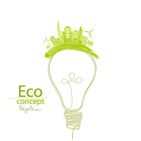 Light Bulb Idea Environmentally Friendly World Creative Drawing Ecological Concepts — Stock Vector