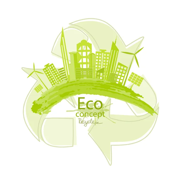 Город Земном Шаре Экологическая Концепция Экологически Чистый Мир Творческий Рисунок — стоковый вектор