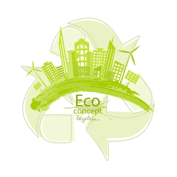 City Globe Ecology Concept Environmentally Friendly World Creative Drawing Global — Stock Vector