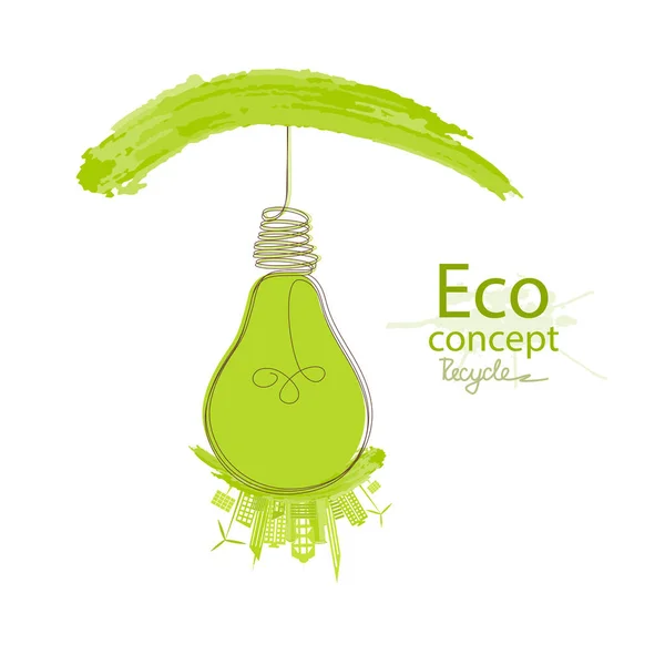 Light Bulb Idea Environmentally Friendly World Creative Drawing Ecological Concepts — Stock Vector