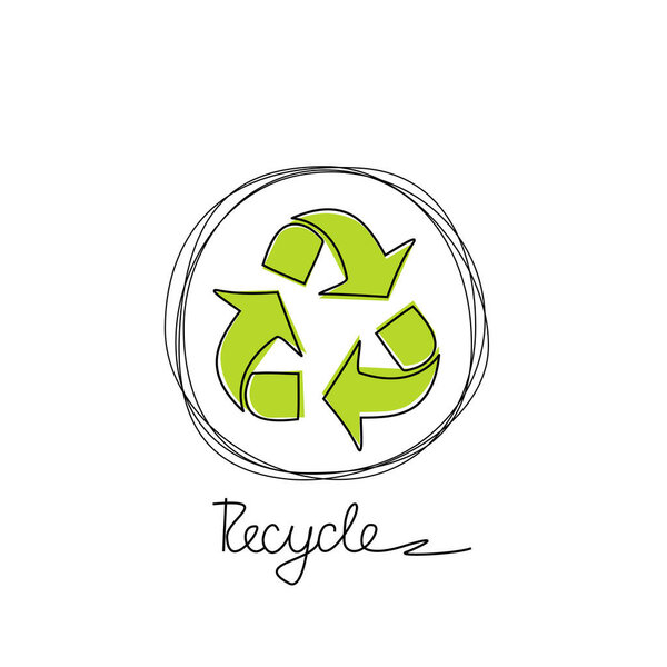 Triangular recycling symbol on white background. Environmentally friendly world. Illustration of ecology the concept of info graphics. Icon