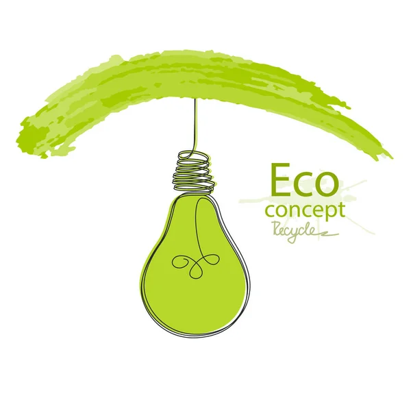 Grönt Ljus Miljökoncept Glödlampa Idé Kreativ Ritning Ekologiska Begrepp Doodle — Stock vektor