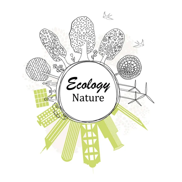 Concept Écologie Monde Respectueux Environnement Dessin Créatif Sur Environnement Mondial — Image vectorielle