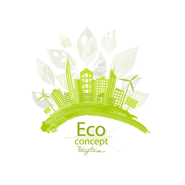 Stad Wereld Ecologisch Concept Milieuvriendelijke Wereld Creatief Putten Uit Een — Stockvector