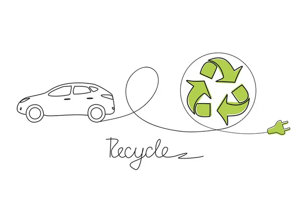 Electric Car White Background Recycling Symbol Environmentally Friendly World Vector — Stock Vector