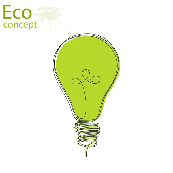 Green Light Environmental Concept Light Bulb Idea Creative Drawing Ecological — Stock Vector