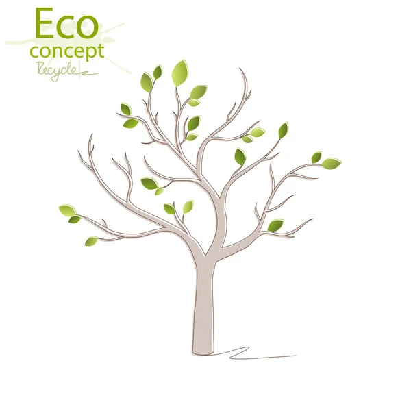 Boom Witte Achtergrond Milieuvriendelijke Wereld Illustratie Van Ecologie Het Concept — Stockvector