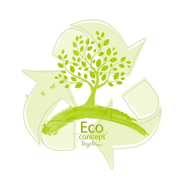 Árvore Sobre Fundo Branco Mundo Amigo Ambiente Ilustração Ecologia Conceito — Vetor de Stock