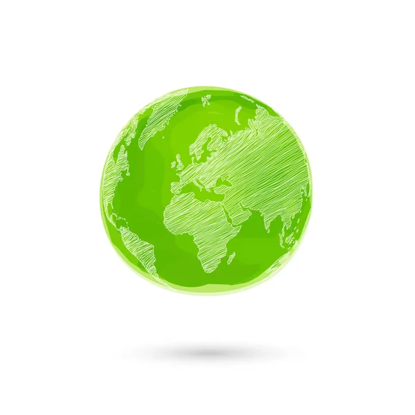 Verde Globo Fundo Branco Mundo Amigo Ambiente Ilustração Vetorial Ecologia — Vetor de Stock