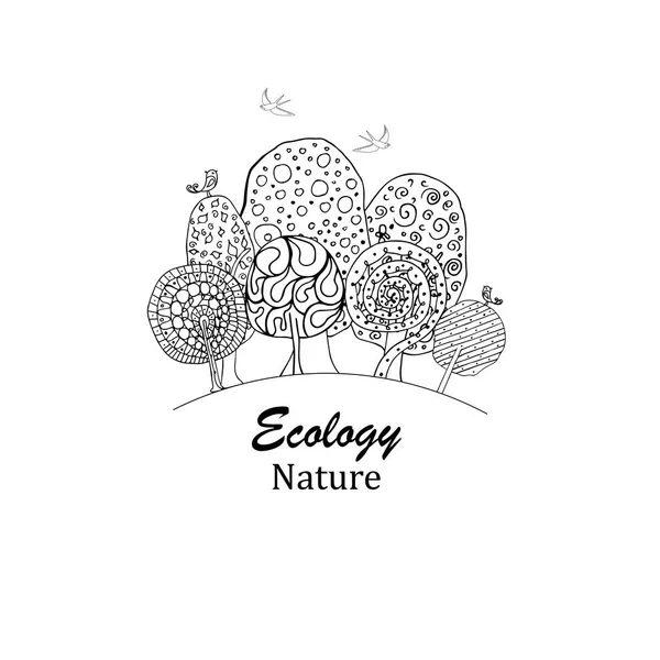 Baum Auf Weißem Hintergrund Umweltfreundliche Welt Illustration Der Ökologie Das — Stockvektor