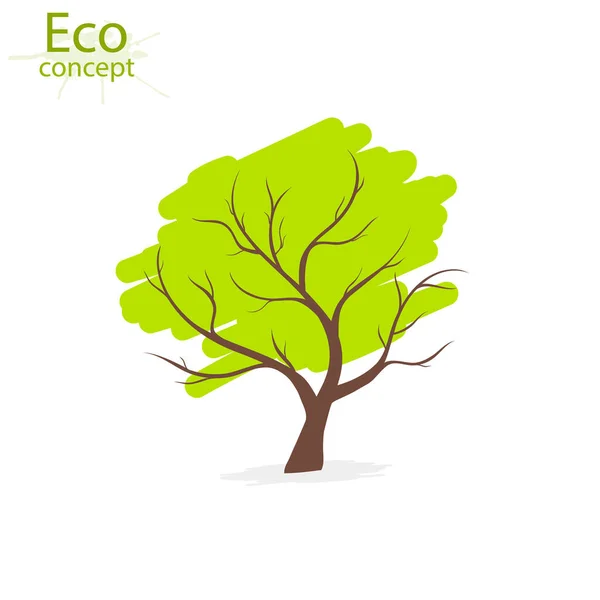 白い背景の木 環境に優しい世界 生態学のイラスト情報グラフィックスの概念 アイコン シンプルな現代的なミニマリズムスタイル ベクトルイラスト 緑の木 — ストックベクタ
