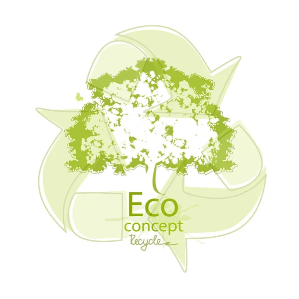 Дерево Белом Фоне Экологически Чистый Мир Иллюстрация Экологии Концепция Информационной — стоковый вектор