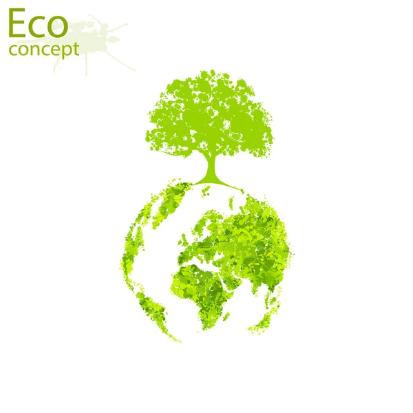 地球上の木 ロゴは 落書きスタイルで木 地球を描きました 地球を救うための生態学の概念 環境に優しい 環境に優しい世界 ベクターイラスト — ストックベクタ