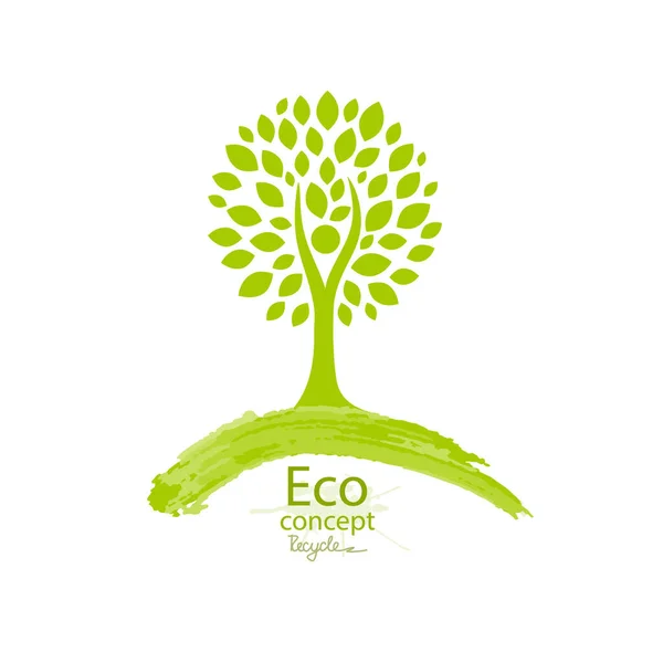 Дерево Белом Фоне Экологически Чистый Мир Иллюстрация Экологии Концепция Информационной — стоковый вектор
