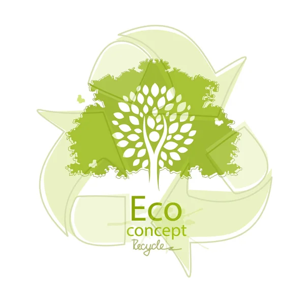 Boom Witte Achtergrond Milieuvriendelijke Wereld Illustratie Van Ecologie Het Concept — Stockvector