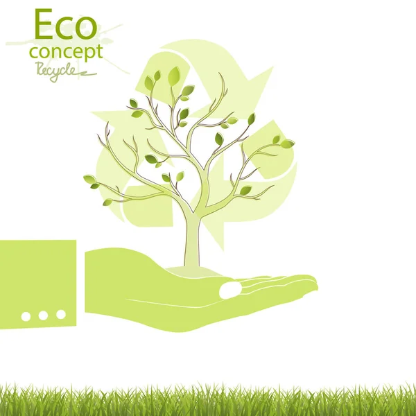 Träd Vit Bakgrund Miljövänlig Värld Illustration Ekologi Begreppet Infografik Ikonen — Stock vektor