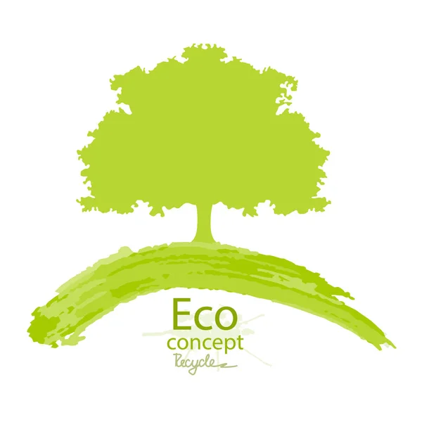 Baum Auf Weißem Hintergrund Umweltfreundliche Welt Illustration Der Ökologie Das — Stockvektor