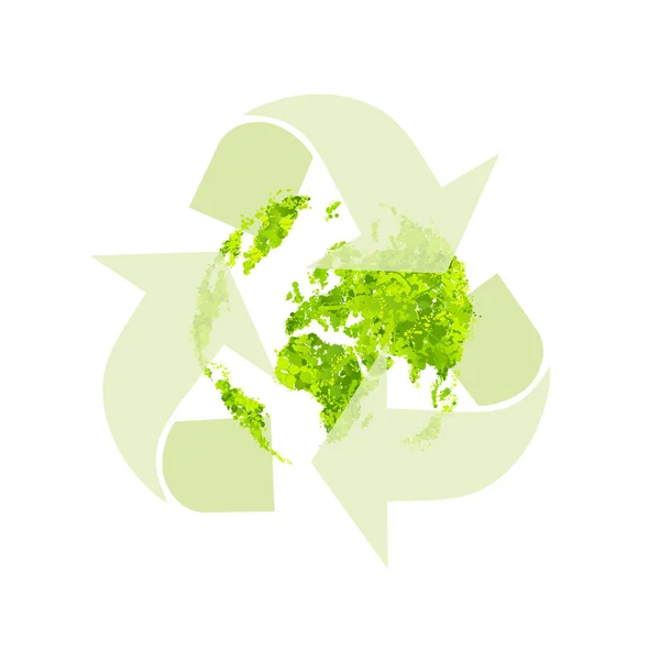 Globo Verde Fondo Blanco Mundo Respetuoso Con Medio Ambiente Ilustración — Vector de stock