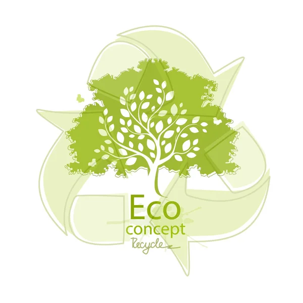 Tree White Background Environmentally Friendly World Illustration Ecology Concept Info — Stock Vector