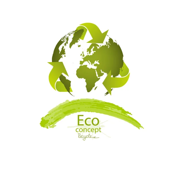 Green Globe White Background Environmentally Friendly World Vector Illustration Ecology — Stock Vector