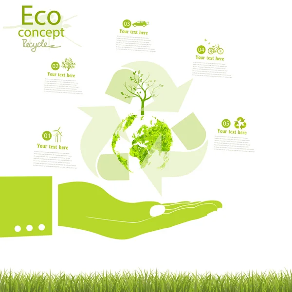 地球上の木 ロゴは 落書きスタイルで木 地球を描きました 地球を救うための生態学の概念 環境に優しい 環境に優しい世界 ベクターイラスト — ストックベクタ