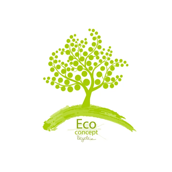 Albero Sfondo Bianco Mondo Ecologico Illustrazione Ecologia Concetto Grafica Info — Vettoriale Stock