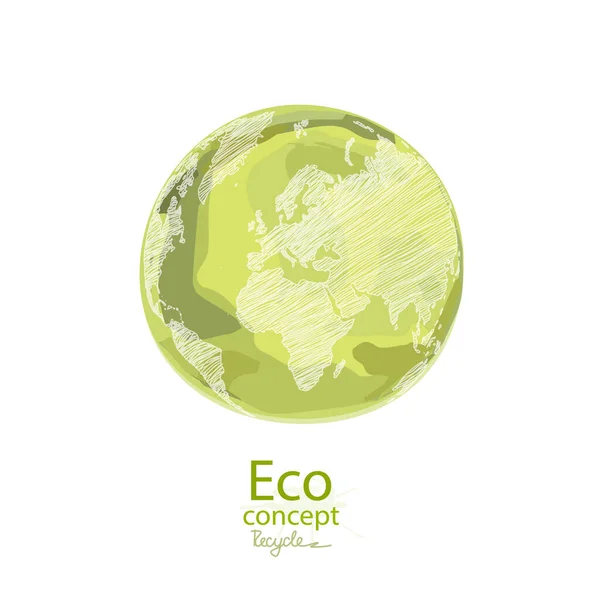 Verde Globo Fundo Branco Mundo Amigo Ambiente Ilustração Vetorial Ecologia — Vetor de Stock