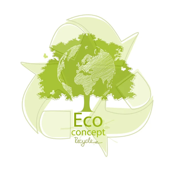 Boom Witte Achtergrond Milieuvriendelijke Wereld Illustratie Van Ecologie Het Concept — Stockvector