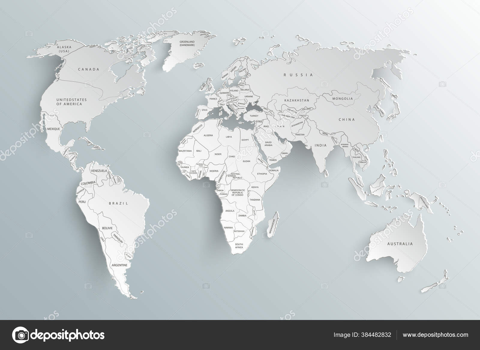 Detailed World Map With Countries Stock Illustration - Download