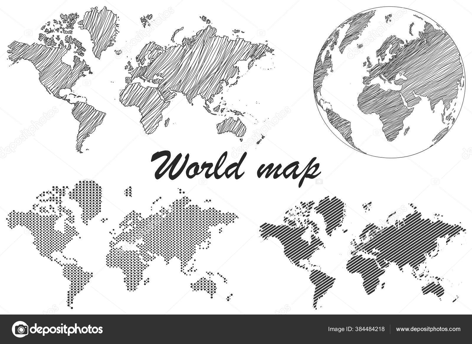 Verdenskort Papir Politisk Kort Verden Grå Baggrund Lande ...