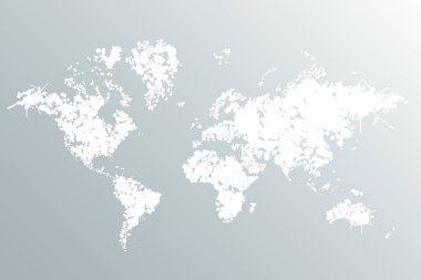 Dünya haritası kağıdı. Gri bir arka planda dünyanın politik haritası. Ülkeler. Vektör çizimi. Beyaz.