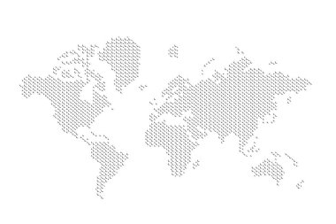 Dünya haritası kağıdı. Gri bir arka planda dünyanın politik haritası. Ülkeler. Vektör çizimi. Beyaz.
