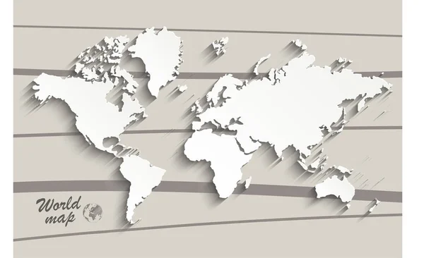Papel Mapa Mundial Mapa Político Mundo Sobre Fundo Cinzento Países — Vetor de Stock