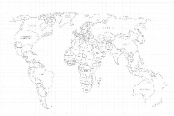 World Map Paper Mapa Político Del Mundo Sobre Fondo Gris — Archivo Imágenes Vectoriales