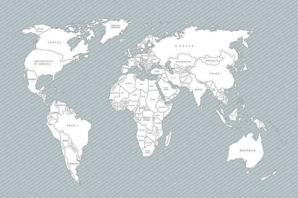 Papel Mapa Mundial Mapa Político Mundo Sobre Fundo Cinzento Países —  Vetores de Stock