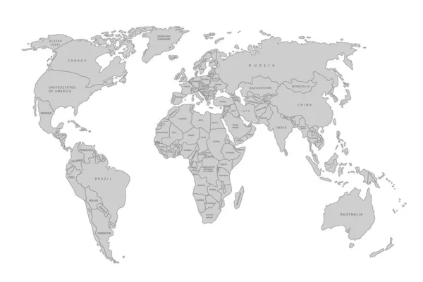 World Map Paper Mapa Político Del Mundo Sobre Fondo Gris — Vector de stock