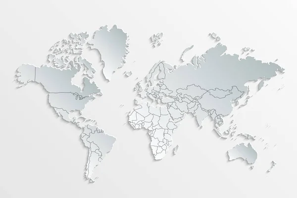 World Map Paper Mapa Político Del Mundo Sobre Fondo Gris — Vector de stock