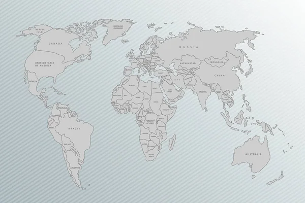 世界地図の紙 灰色の背景に世界の政治地図 ベクトルイラスト — ストックベクタ